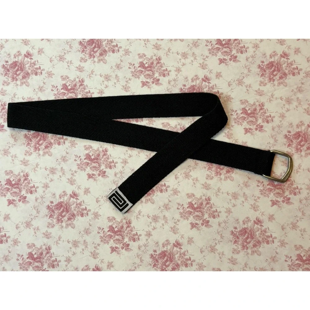 Black Greek Key D-Ring Canvas Web Belt 42